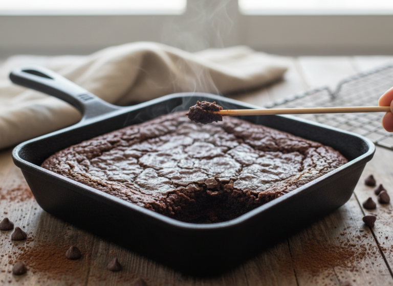 Fudgy vs Cakey Brownies: What Makes the Difference 6 Toothpick with moist crumbs, the doneness cue for fudgy brownies