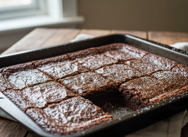 Fudgy vs Cakey Brownies: What Makes the Difference 5 Shiny crackly top on a pan of fudgy brownies