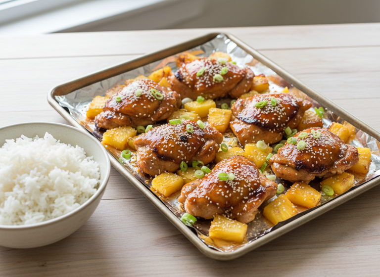 Sheet Pan Teriyaki Chicken and Pineapple with Sticky, Charred Edges